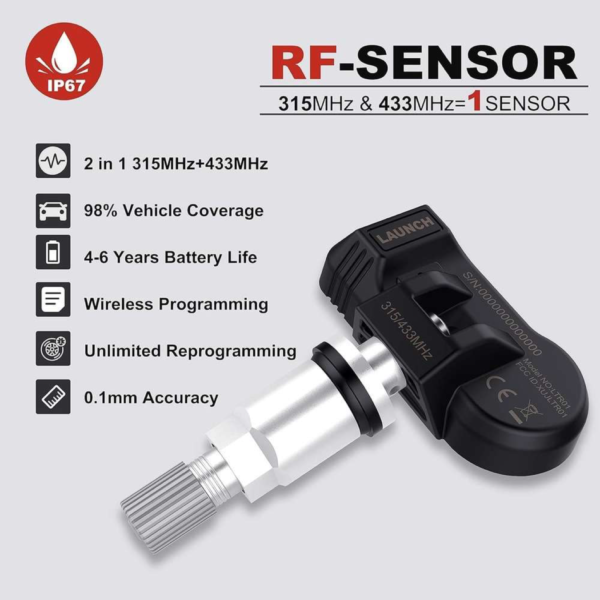 Launch TPMS Sensor Metal LTR-03 RF Sensor 315MHz & 433MHz 2 in 1 Universal Programmable - Image 3