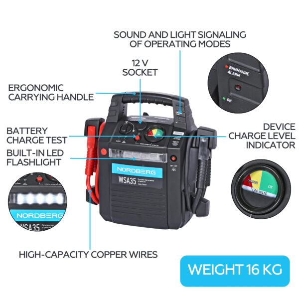 Starter portable 12/24 V, 2*22 Ah WSA35 - Image 4