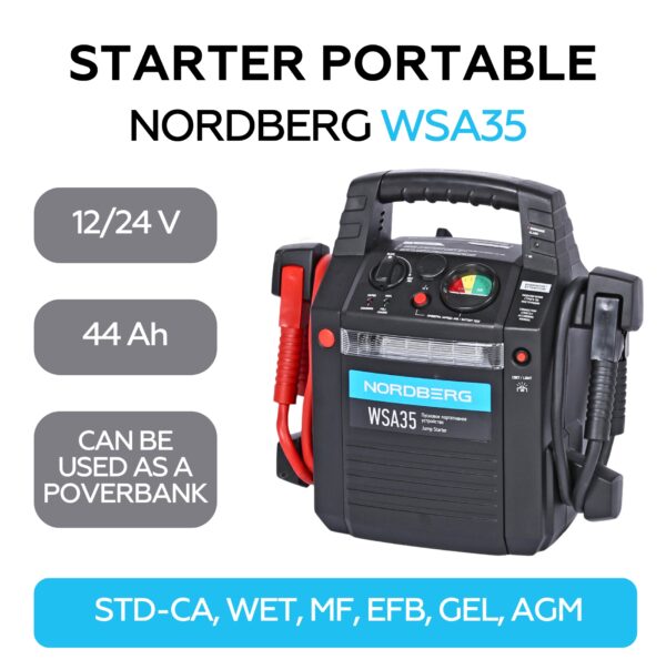 Starter portable 12/24 V, 2*22 Ah WSA35 - Image 3