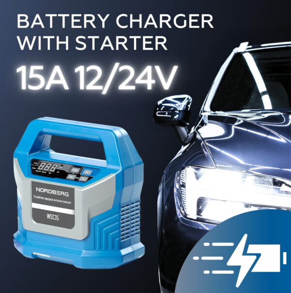 Intelligent battery charger 12/24V 15amp NORDBERG WSC35 - Image 2