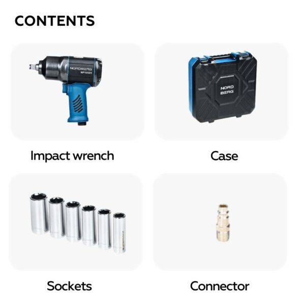 Air Impact Wrench 1/2″ Kit (8pcs/set) NP14101K - Image 6