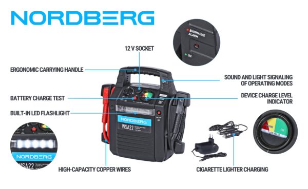 Starter portable 12 V, 22 Ah WSA22 - Image 4