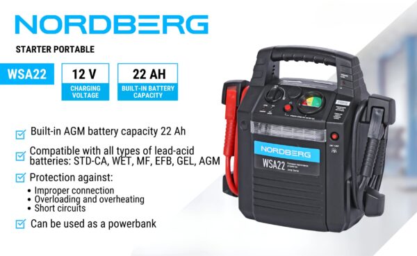 Starter portable 12 V, 22 Ah WSA22 - Image 3