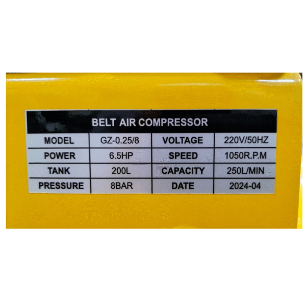 Faeber Air Compressor Gasoline, 200L, 6.5 Hp, - Image 5